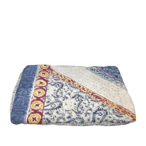 By Anthropologie set of 2 pillow shams standard Indian blockprint blue cotton